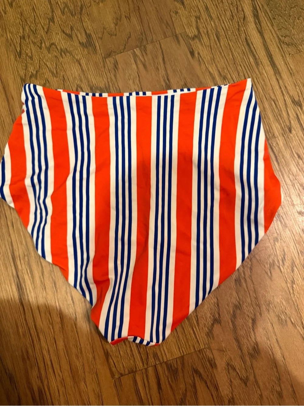 Hanna Andersson Women’s High-Waist Swim Bottoms in Orange and Blue Stripes